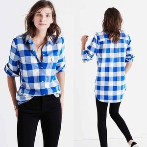 MADEWELL Flannel Ex-Boyfriend Button Up Shirt Blue